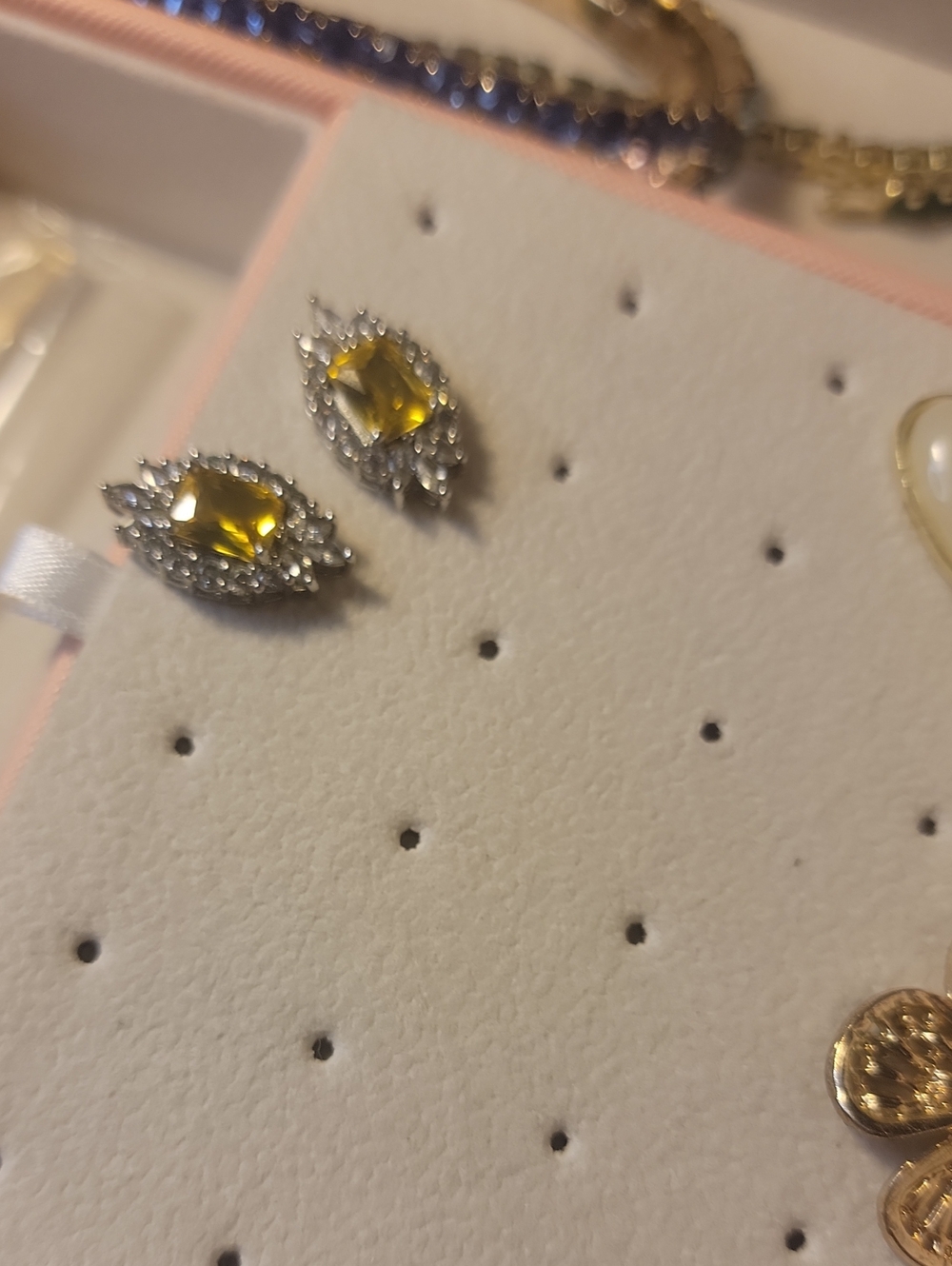 Swarovski Yellow Crystal Halo Stud Earrings - Women Jewelry